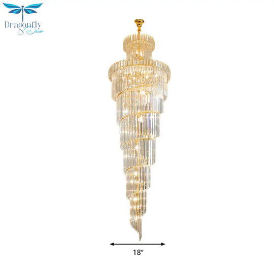12 Heads Crystal Rod Pendant Chandelier For Staircase Living Room Lighting 15 To 19 Inch