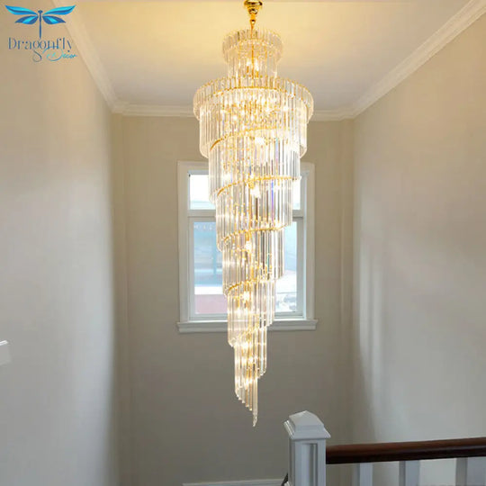 12 Heads Crystal Rod Pendant Chandelier For Staircase Living Room Lighting 15 To 19 Inch