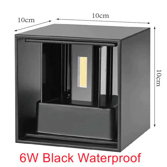 12W Dimmable Cob Modern Brief Cube Adjustable Surface Mounted Led Wall Lamp Outdoor Waterproof
