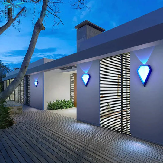 12W Outdoor Waterproof Ip65 Diamond Led Wall Light Porch Garden Lamps & Indoor Bedroom Living Room