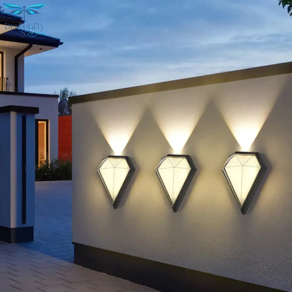 12W Outdoor Waterproof Ip65 Diamond Led Wall Light Porch Garden Lamps & Indoor Bedroom Living Room