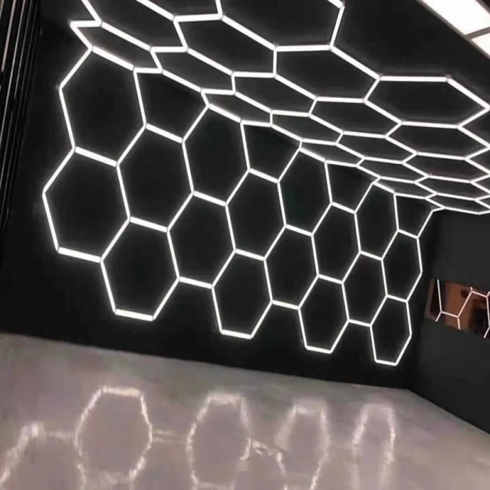2*5M Hexagon Led Wall Light Customized Ceiling Tube For Garage Car Wash Beauty Gym Salon
