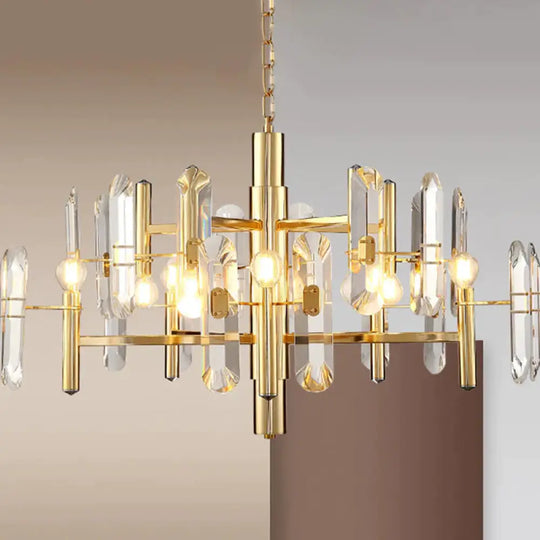 2 Tier Crystal Gold Pendant Ceiling Light Chandelier For Living Room 10 /