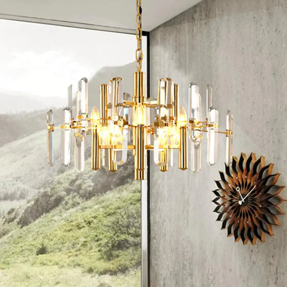 2 Tier Crystal Gold Pendant Ceiling Light Chandelier For Living Room 8 /
