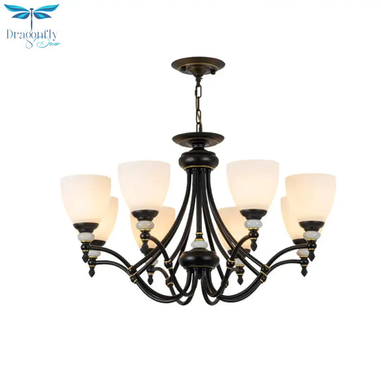 3/6/8 Lights Chandelier Light Sputnik White Glass Classic Dining Room Ceiling Lamp With Cup Shaped