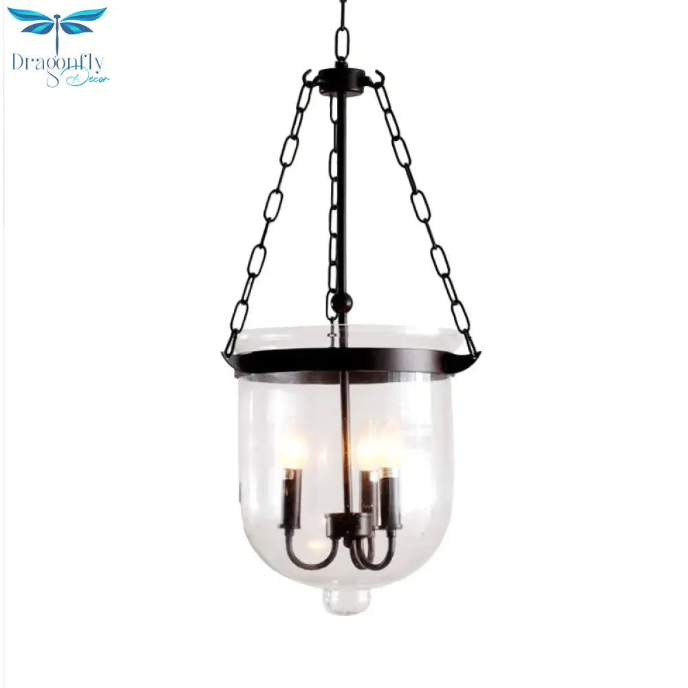 3 - Light Suspension Chandelier Pendant Light With Urn Shade Clear Glass Industrial Dining Room