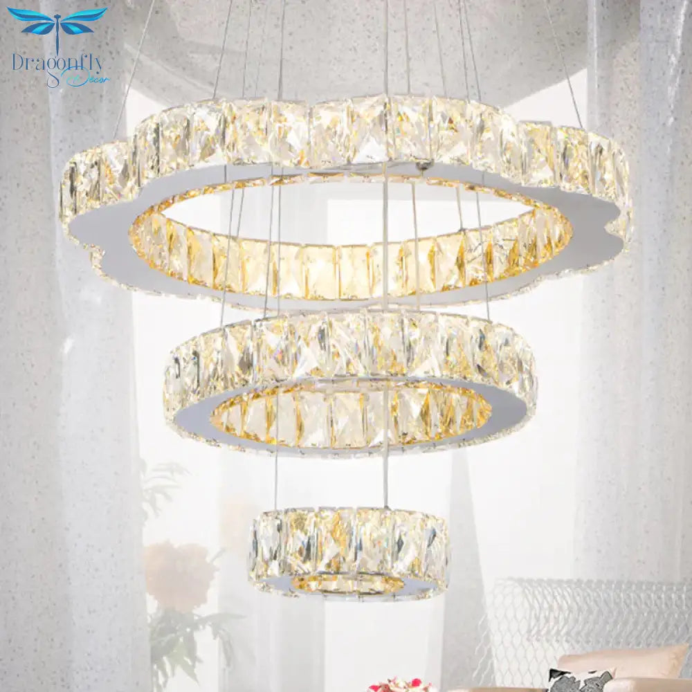 3 - Tier Chrome Ceiling Crystal Chandelier