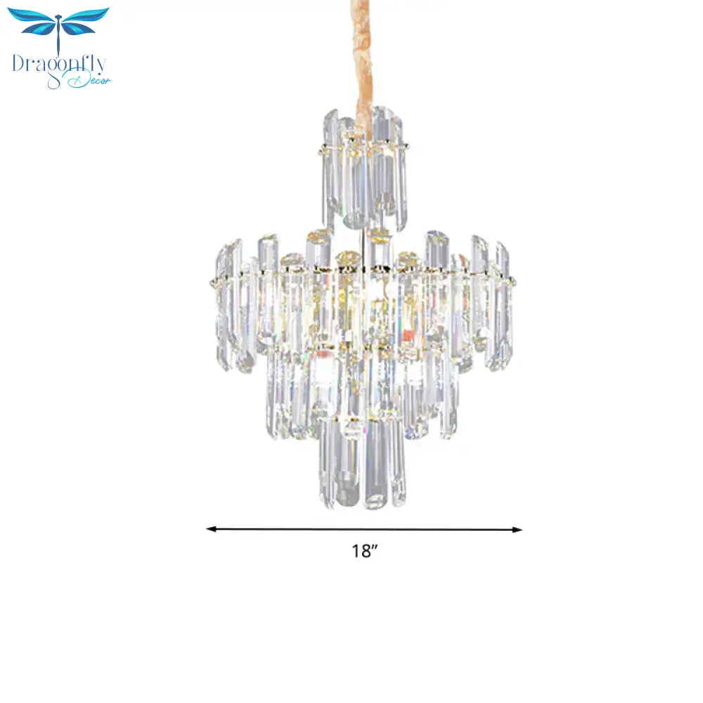 3 Tiers Beveled Crystal Chandelier Light Fixture Contemporary 8/12 Lights Clear Pendant Ceiling
