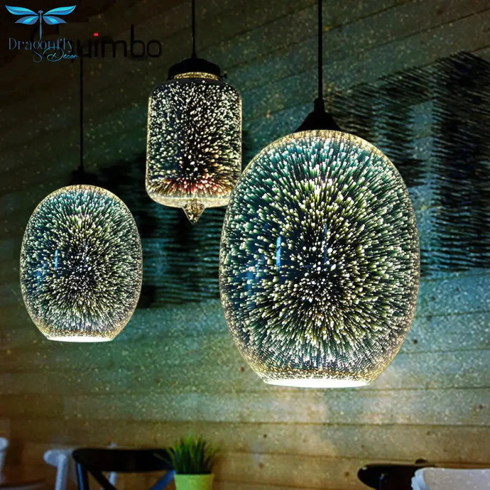 3D Fireworks Glass Pendant Lamp Colorful Ball Hanging For Hotel Living Room Dining Light