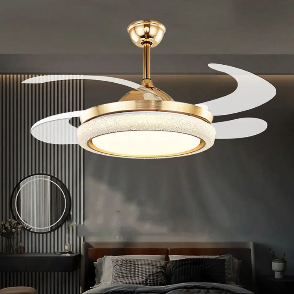 42 - Inch Invisible Ceiling Fan - Features 96W Led Lamp 3 - Color Change Retractable Blades And