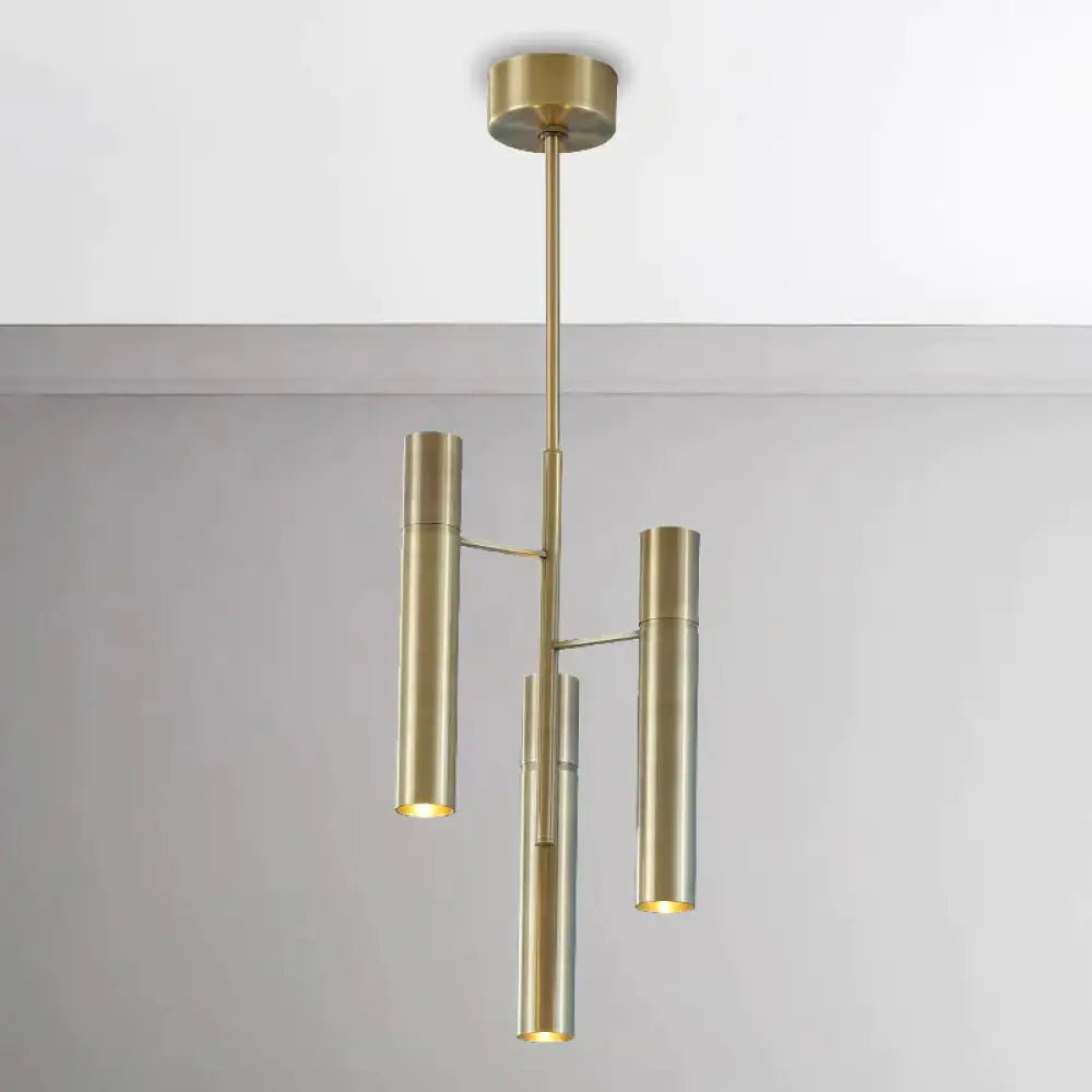 6/10 Heads Hallway Chandelier Lighting With Cylinder Metal Shade Modern Gold Hanging Lamp 6 / Brass
