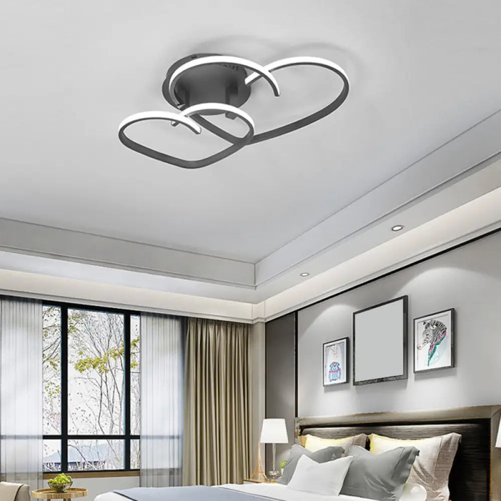A Radiant Expression Of Love: Modern 2 - Light Led Semi - Flush Mount Ceiling Light In The Shape A