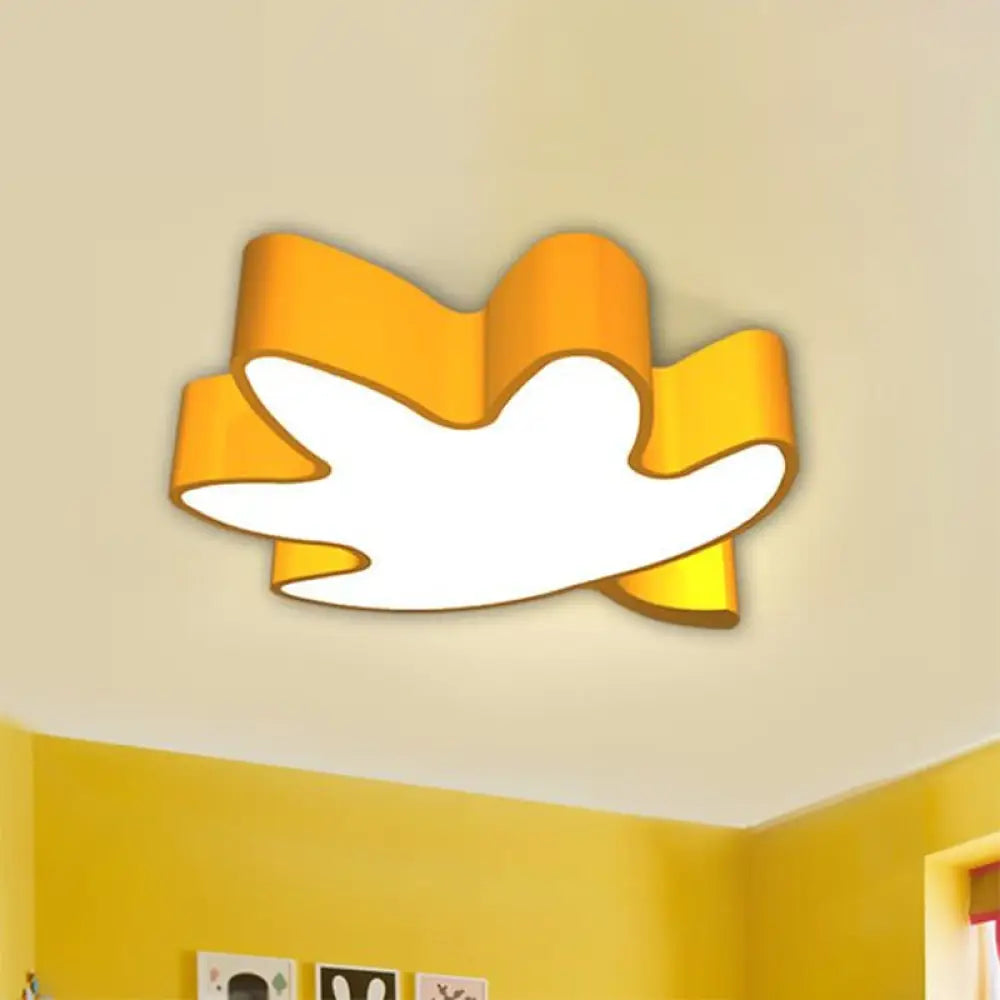 Acrylic Maple Leaf Shaped Cartoon Led Flush Mount Light For Kindergarten Ceiling Yellow / 18’ White