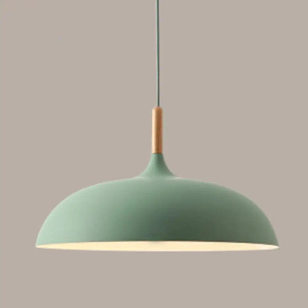 Acubens - Modern Dome Dining Room Drop Pendant With Wooden Top Green