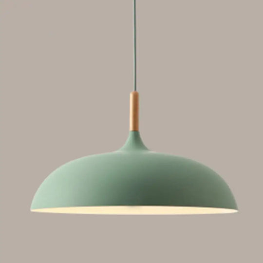 Acubens - Modern Dome Dining Room Drop Pendant With Wooden Top Green