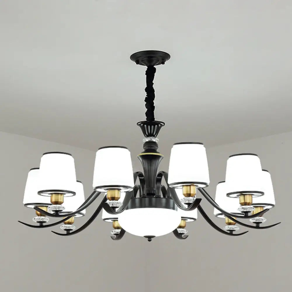 Adalyn - White Frosted Glass Chandelier: Modern Crystal Decoration 10 / Black