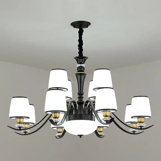 Adalyn - White Frosted Glass Chandelier: Modern Crystal Decoration 12 / Black