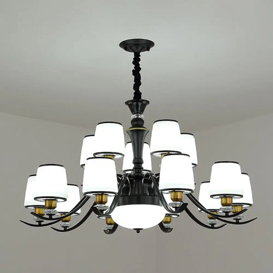 Adalyn - White Frosted Glass Chandelier: Modern Crystal Decoration 15 / Black