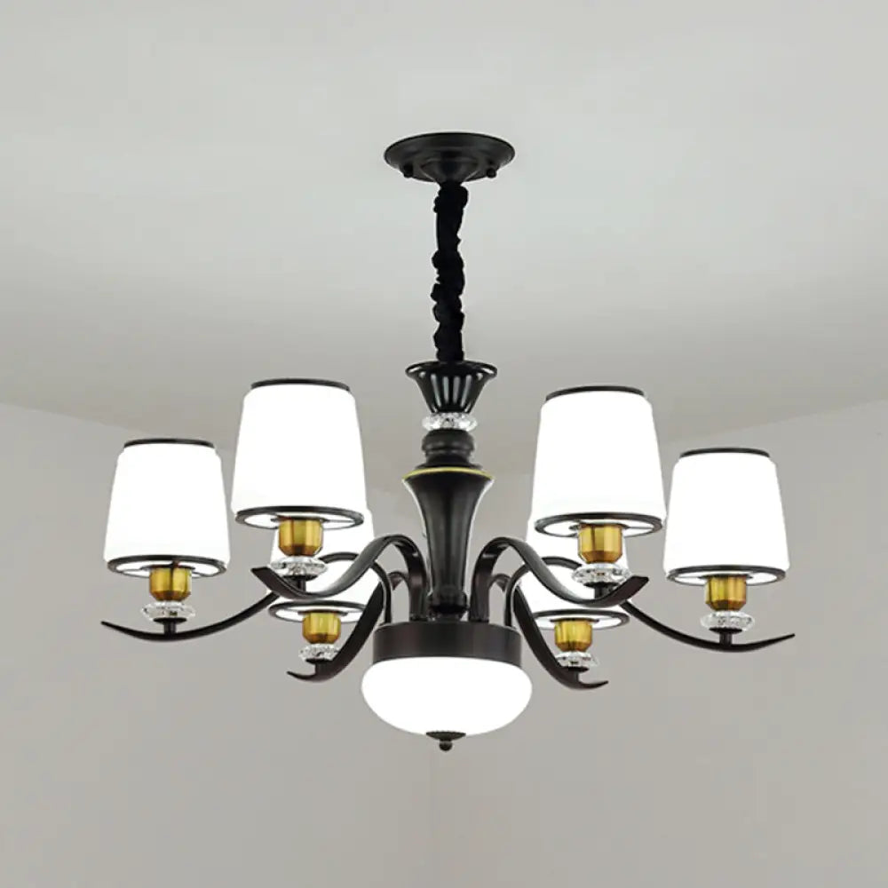 Adalyn - White Frosted Glass Chandelier: Modern Crystal Decoration 6 / Black