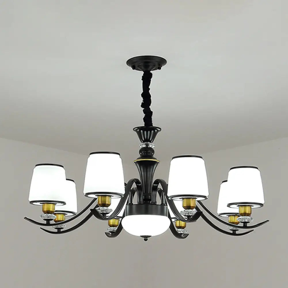 Adalyn - White Frosted Glass Chandelier: Modern Crystal Decoration 8 / Black