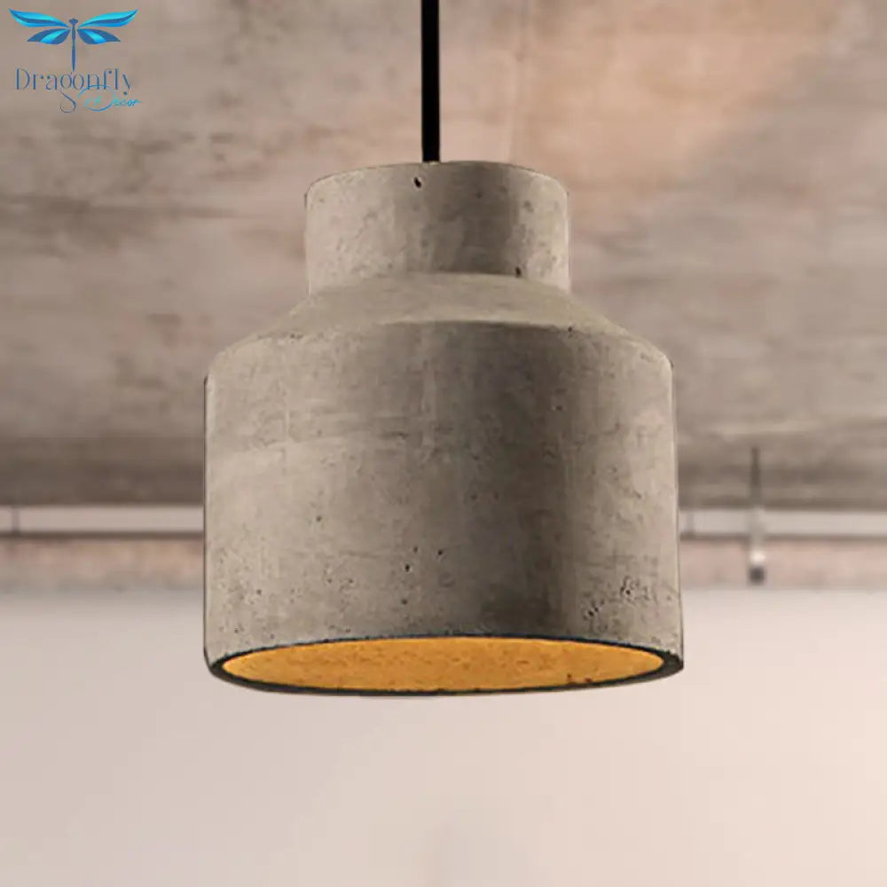 Adele - Industrial 1 Light Cement Pendant Lighting Adjustable Cord Grey