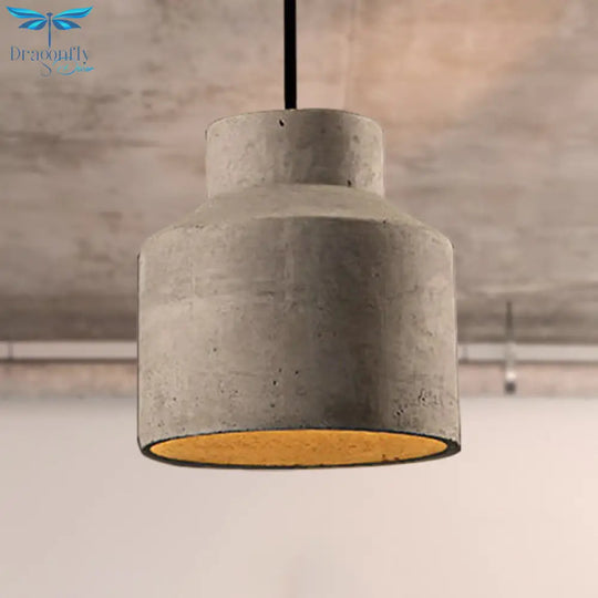 Adele - Industrial 1 Light Cement Pendant Lighting Adjustable Cord Grey