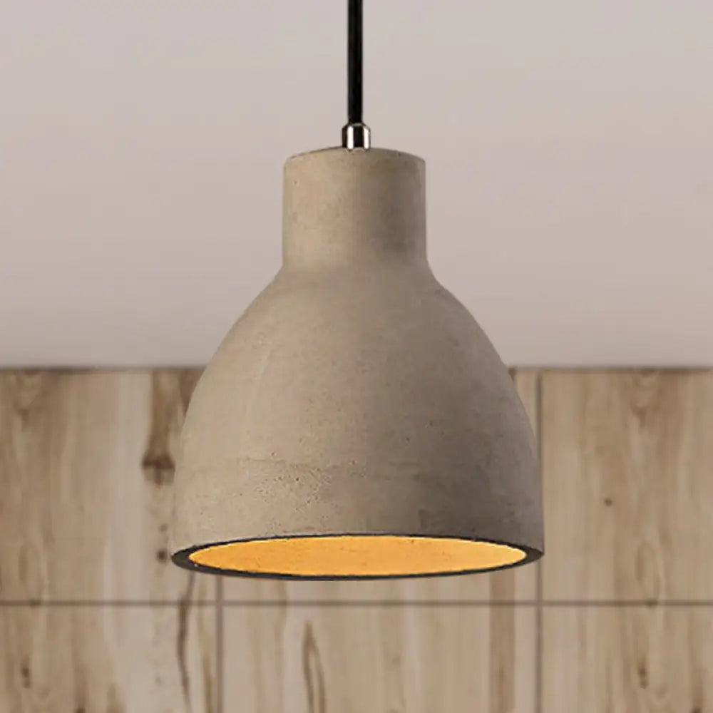 Adele - Industrial 1 Light Cement Pendant Lighting Adjustable Cord Grey / 6.5