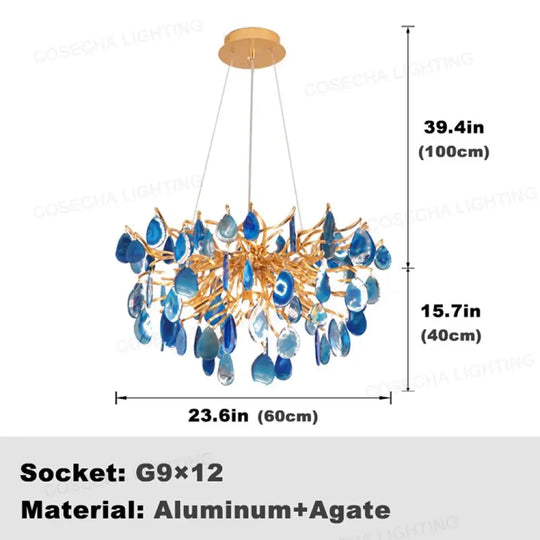 Agate Chandelier Living Room Dining Bedroom Shop Hotel Fashion Romantic Natural Color Agate