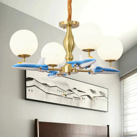 Airplane Kid Bedroom Hanging Lights Metal Cartoon Pendant White
