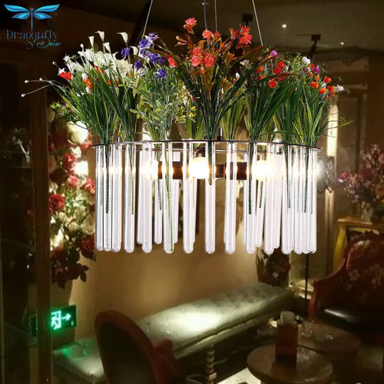 Al Kalb Al Rai - Retro Charm: Metal Green Hanging Chandelier Drum With Flower Decor