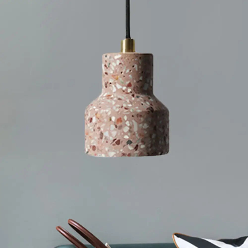 Alathfar - Cement Bell Pendant Ceiling Light Simplicity 1 Black/White/Pink Hanging Pink