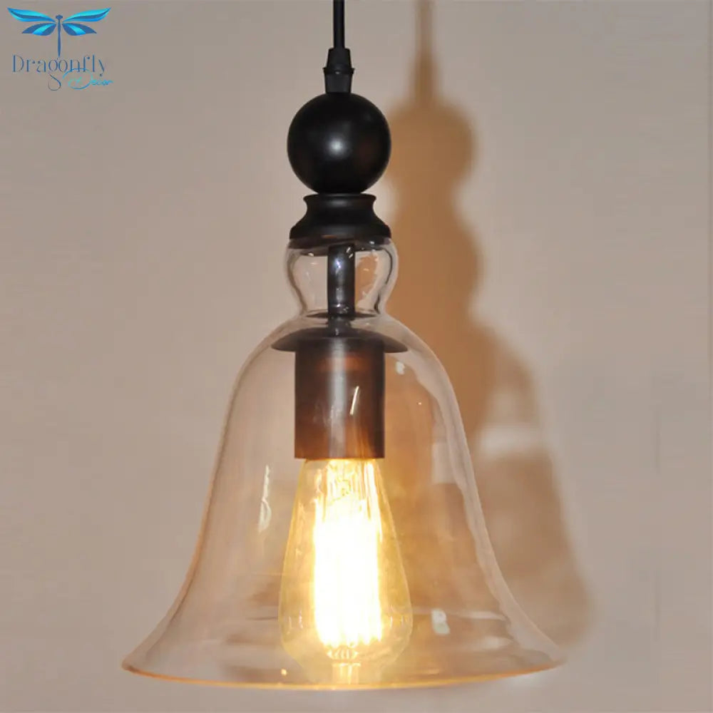 Aldhibah - Black Rustic Bell Glass Pendant Lamp