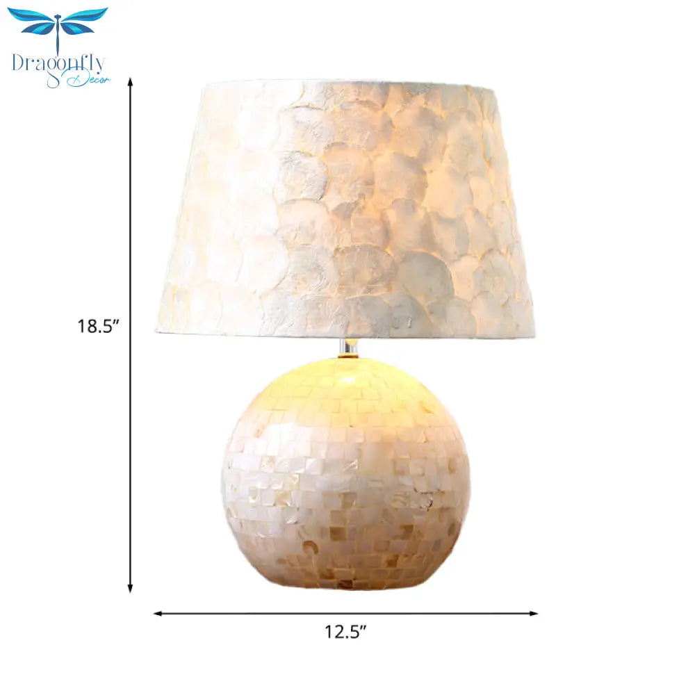 Aldib - Minimalist Globe Drum Table Light Single - Bulb Shell Night Stand Lamp