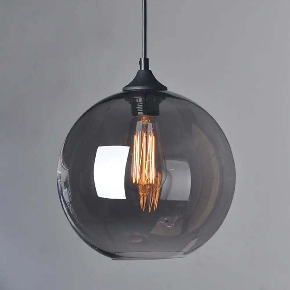 Alessandra - 8/10/12 W Globe Bistro Pendulum Light: Industrial Smoke Grey Glass Gray / 8