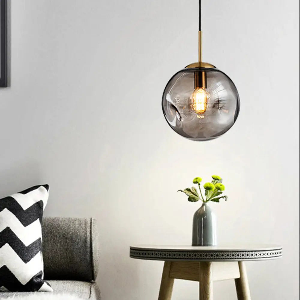 Alessandra - Modern Cognac/Smoke Grey Glass Pendant Light For Living Room Smoke Gray