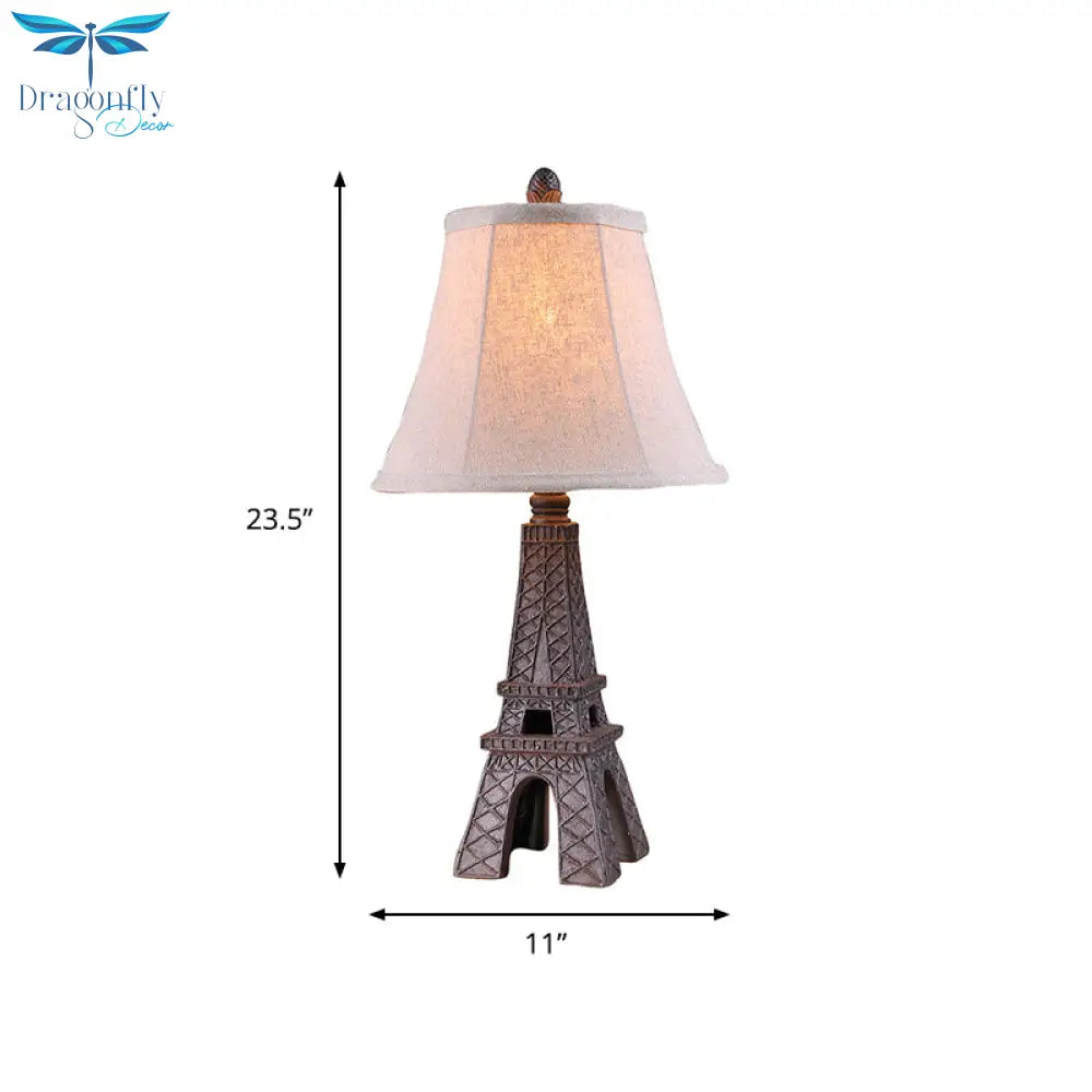 Alexa - Paradise Tower Desk Lamp With Paneled Bell Fabric Shade