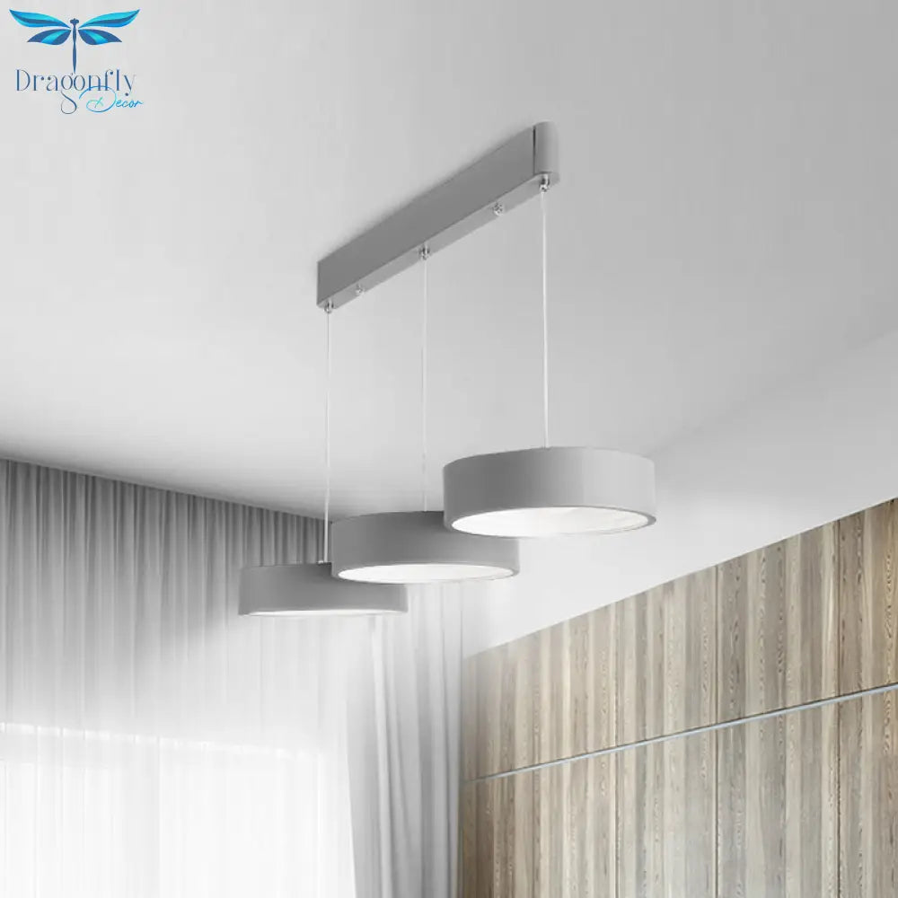 Algieba - Gray Drum Multi Light Pendant With Simplicity Led Metal Lighting