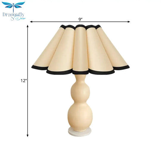 Alhena - Nordic Flared Night Lamp: Porcelain Gourd Bedside Table Lighting