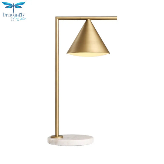 Alice - Golden Colonialist Bedside Lamp With Marble Base