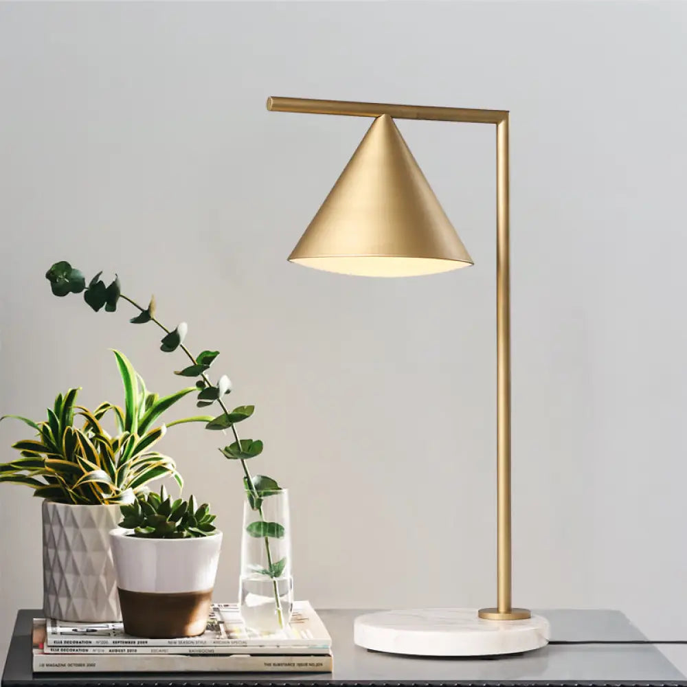 Alice - Golden Colonialist Bedside Lamp With Marble Base Gold