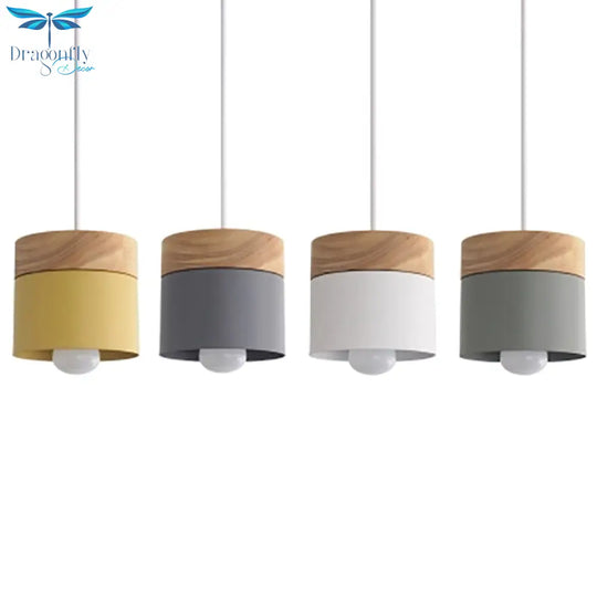 Alice - Minimalist Modern Wooden Top Pendant Light Metal Macarons 1 - Light Lighting