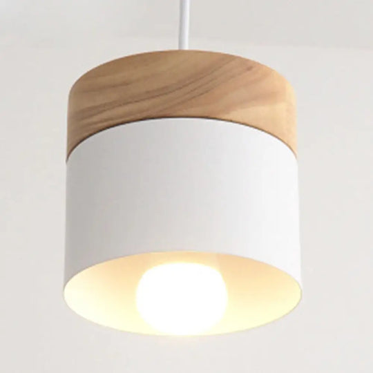 Alice - Minimalist Modern Wooden Top Pendant Light Metal Macarons 1 - Light Lighting White