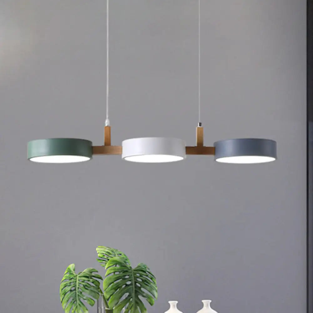 Alkes - Metal Cylinder Multi Light Pendant Nordic Ceiling Lamp White - Grey - Green