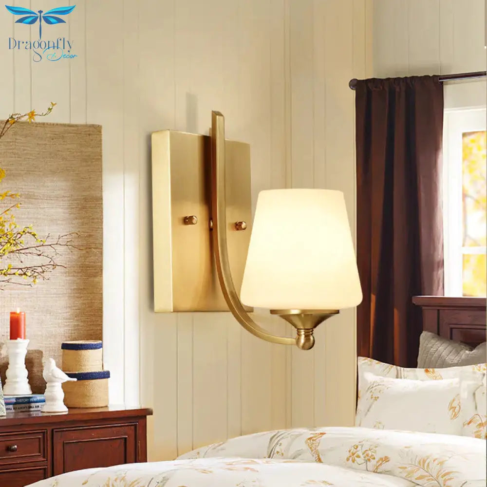 All Copper Bedroom Bedside Lamp Mirror Front Personality Simple Living Room Single Head Wall