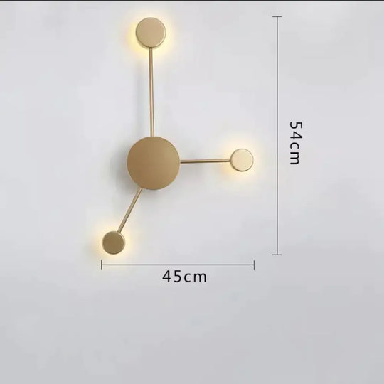 Alora | Modern Sputnik Led Wall Light Gold 3 Heads / Warm White Lamp