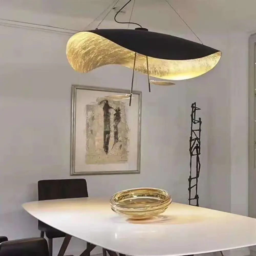 Alphecca - Twist Metal Twisting Hanging Light Fixture Modernism 1 Pendant Lamp In Black And Gold /