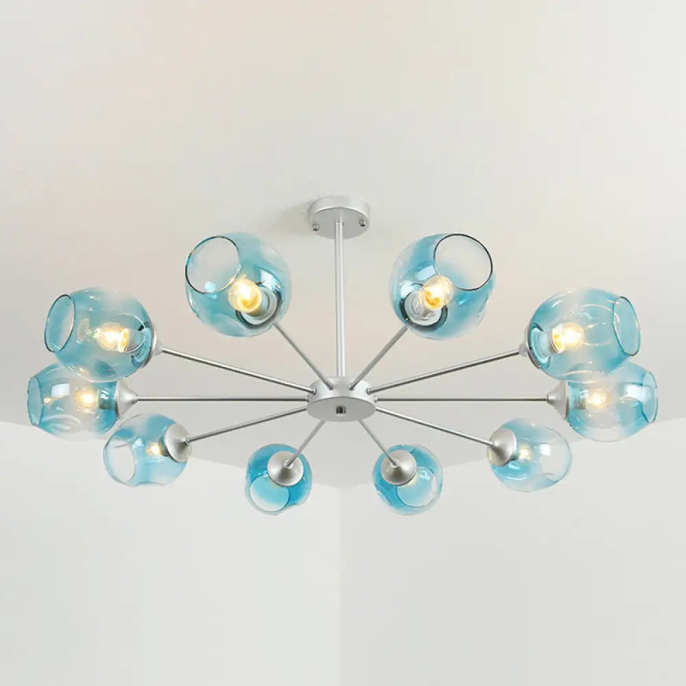 Alrami - Contemporary Hanging Lamp: Whiskey Glass Branch Light 10 / Silver Blue