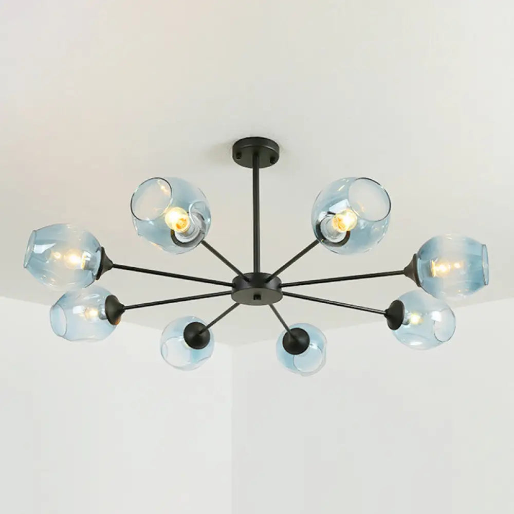 Alrami - Contemporary Hanging Lamp: Whiskey Glass Branch Light 8 / Black Blue