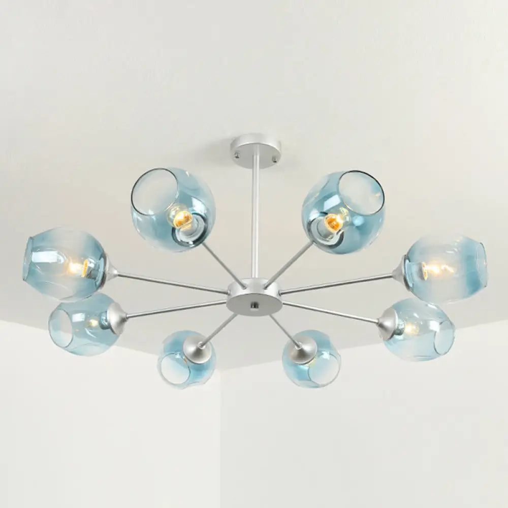 Alrami - Contemporary Hanging Lamp: Whiskey Glass Branch Light 8 / Silver Blue