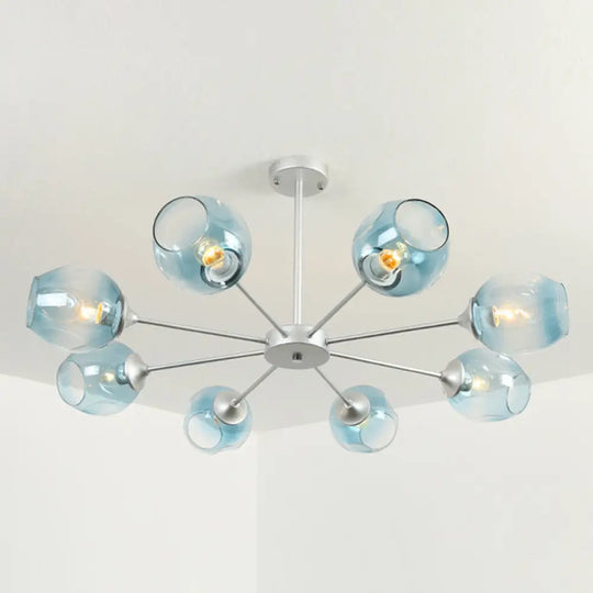 Alrami - Contemporary Hanging Lamp: Whiskey Glass Branch Light 8 / Silver Blue
